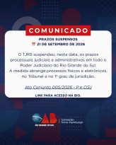 Tribunal de Justiça do RS também suspende prazos