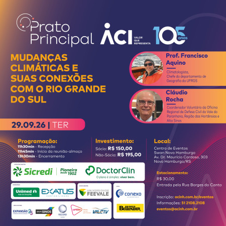Mudanças climáticas e suas conexões com o Rio Grande do Sul são tema do Prato Principal, no dia 29