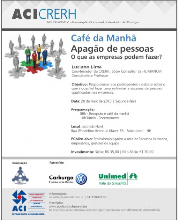 Café da Manhã do Comitê de Recursos Humanos da ACI que vai tratar sobre o Apagão de Pessoas está com vagas esgotadas