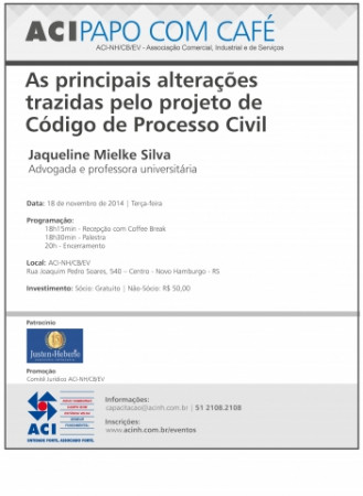 Papo com Café vai discutir as principais alterações trazidas pelo projeto de Código de Processo Civil