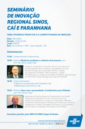 Sebrae promove Seminário de Inovação Regional Sinos, Caí e Paranhana