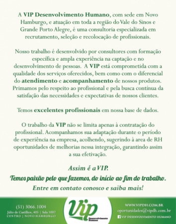 Atuação da VIP Desenvolvimento Humano