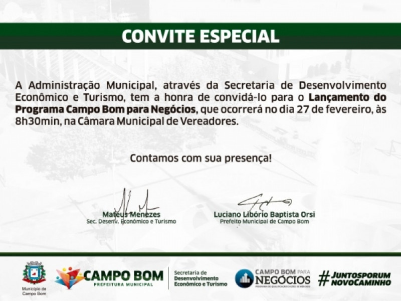 Lançamento do programa Campo Bom para Negócios 2018 será na terça-feira Lançamento do programa Campo Bom para Negócios 2018 será na terça-feira