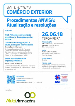 ACI promove palestras sobre procedimentos da Anvisa, na área do Comércio Exterior