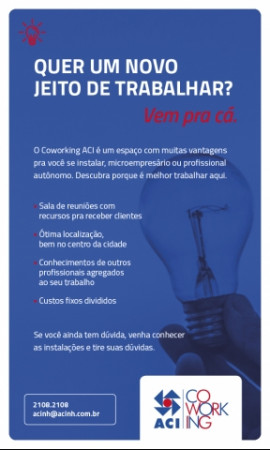 Quer um novo jeito de trabalhar? Vem para o Coworking da ACI