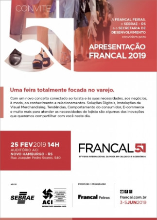 ACI vai sediar a apresentação da Francal 2019 em Novo Hamburgo