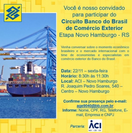Circuito Banco do Brasil de Comércio Exterior acontece sexta-feira na ACI