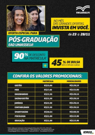 Oferta especial para pós-graduação Uniasselvi