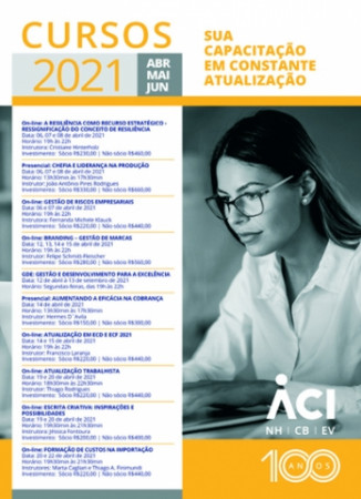 Confira os cursos em abril, maio e junho