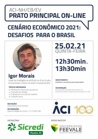 Economista Igor Morais é palestrante do Prato Principal on-line nesta quinta-feira, 25