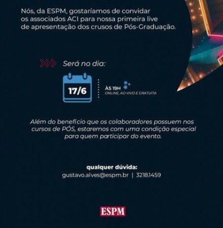 Live de Apresentação dos cursos de Pós e MBA da ESPM