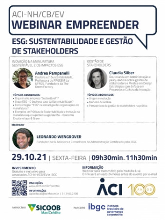 ESG: sustentabilidade e gestão de stakeholders é tema de webinar dia 29