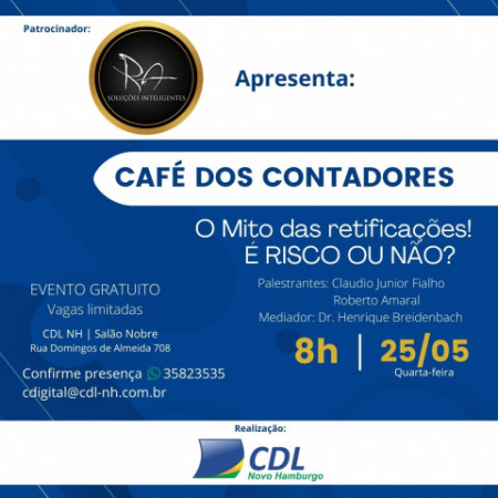 ACI convida para Café dos Contadores, nesta quarta-feira, na CDL NH