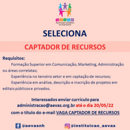 AEVAS está buscando Captador de Recursos