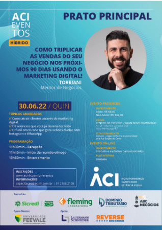 Palestrante do Prato Principal, nesta quinta-feira, dará dicas para triplicar vendas nos próximos 90 dias usando marketing digital