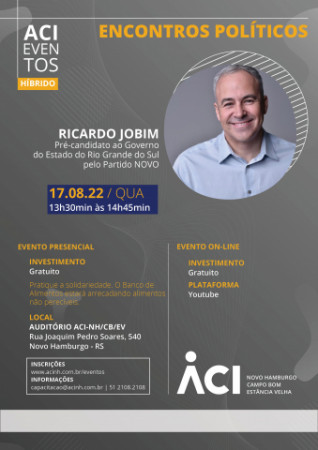 Pré-candidato ao Governo do Estado pelo Partido Novo, Ricardo Jobim apresentará propostas na ACI, em agosto