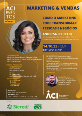 Marketing pode transformar pessoas e negócios. Saiba como dia 14 de outubro!