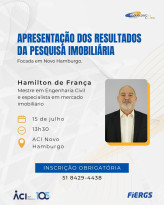 Resultados de pesquisa imobiliária com foco local serão apresentados no dia 15