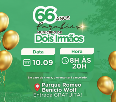 Comemoração dos 66 anos do município ocorre durante todo o dia