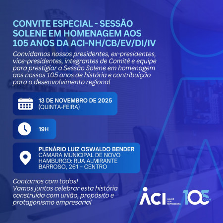 Câmara de vereadores fará sessão solene em homenagem aos 105 anos da ACI