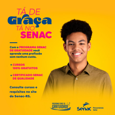 Cursos ofertados pelo Programa Senac de Gratuidade