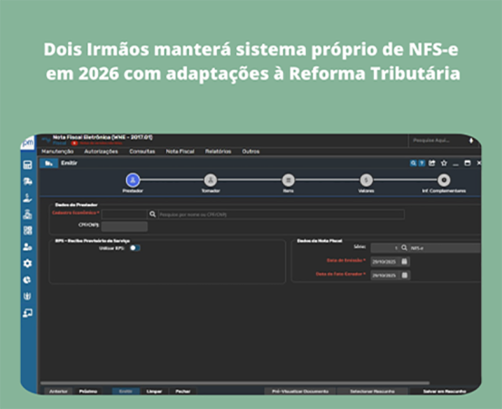 Sistema próprio de NFS-e é mantido em 2026