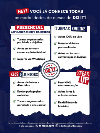 Do It English Lessons ensina língua inglesa para todas as idades