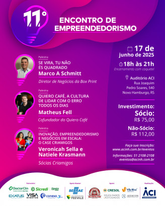 Com inscrições esgotadas, 11° Encontro de Empreendedorismo ocorre na próxima terça-feira