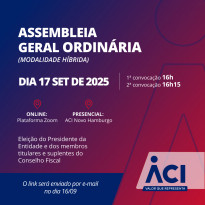 ACI convoca associados para assembleia geral ordinária em modalidade híbrida