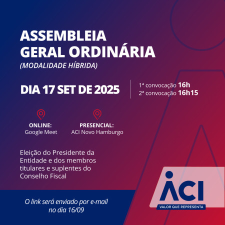 ACI convoca associados para assembleia geral ordinária em modalidade híbrida