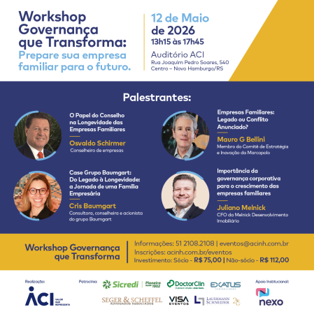 ACI promove Wokshop Governança que Transforma, dia 12 de maio