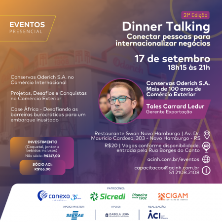Conservas Oderich apresenta história de mais de cem anos de atuação internacional no 21° Dinner Talking