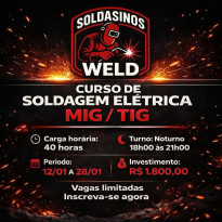 Curso de soldagem elétrica MIG / TIG ocorre em janeiro