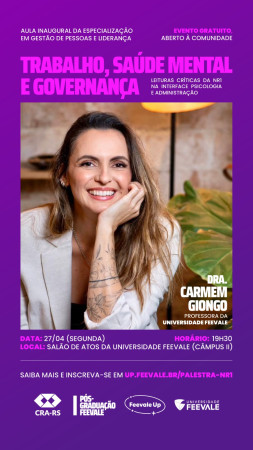 Feevale promove palestra Trabalho, saúde mental e governança