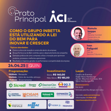 Prato Principal mostra como Grupo Inbetta utiliza a Lei do Bem para inovar e crescer