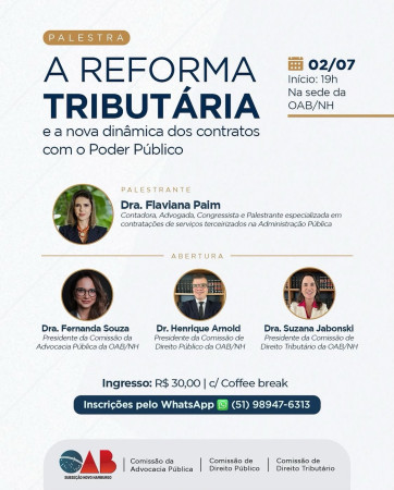 OAB/NH promove palestra sobre reforma tributária
