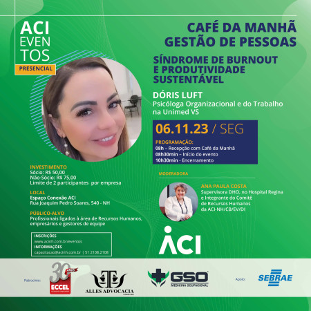 Síndrome de Burnout e produtividade sustentável é tema de café da manhã na próxima segunda-feira