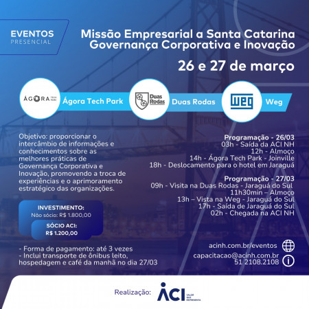 Missão empresarial a Santa Catarina é adiada