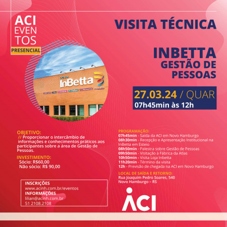 Vagas esgotadas para visita técnica à InBetta, no dia 27