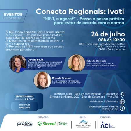 ACI promove palestra sobre NR-01 no Instituto Ivoti, dia 24