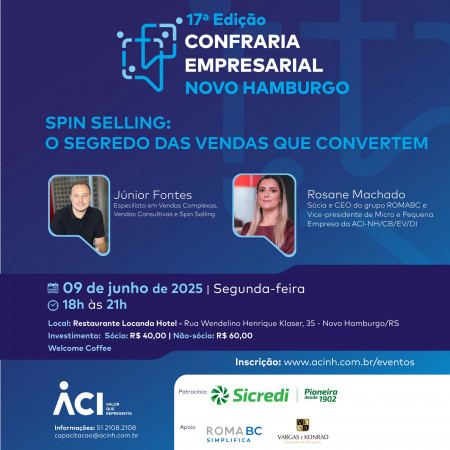 17ª Confraria Empresarial em Novo Hamburgo detalha metodologia Spin Selling
