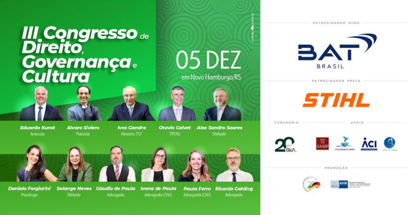 ACI sedia III Congresso de Direito, Governança e Cultura, na próxima quinta-feira