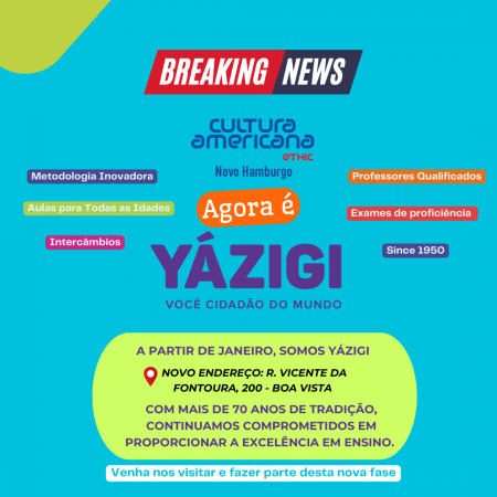 À partir de janeiro a Cultura Americana será Yázigi!