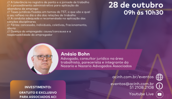 Webinar Atualizações Trabalhistas tem nova edição no próximo dia 28, das 9h às 10h30min